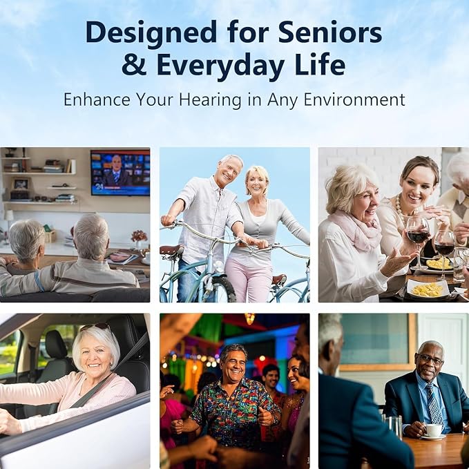 Hearing Aids for Seniors, Mini Rechargeable and Long-Lasting Invisible in-THE-Ear Hearing Aids with Noise Cancelling, Customizable Listening Experience and Easy Control (Beige)