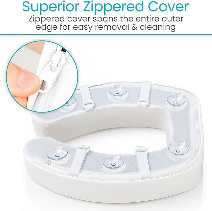 Vive Toilet Seat Cushion (Soft Cushioned Foam) - Easy Clean Soft Padded | Bathroom Attachment - Elongated, Standard Seats - Comfort & Support Donut for Handicap Adults