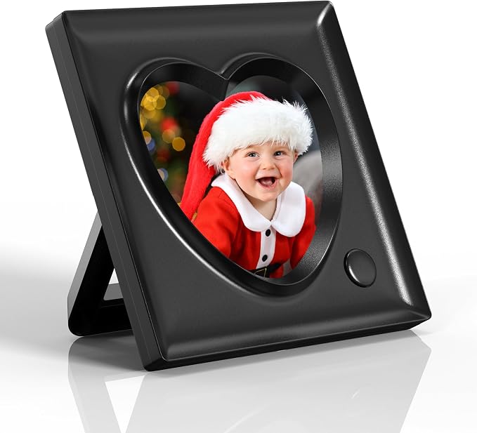 KWANWA Recordable Picture Frame – 20-Second Voice Recording, 3.9x3.9 Heart Shape Photo Frame, Personalized Keepsake for Loved Ones, Memorial, Long Distance, Birthday, Christmas, Mother's Day, Wedding – Tabletop Display for Home Office Desk