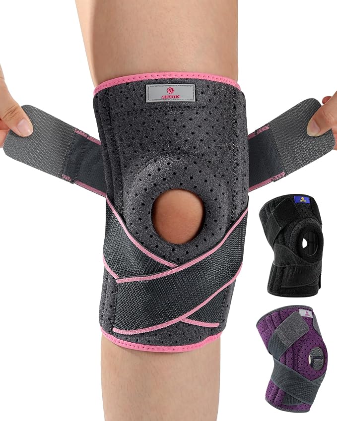 ABYON Adjustable Knee Brace for Men & Women - Maximum Support with Dual Side Stabilizers & Crossed Compression Straps for Meniscus Tear, ACL, MCL, LCL, Patella Injury and Post-Surgery Recovery - Please Check Sizing Video Before Buying