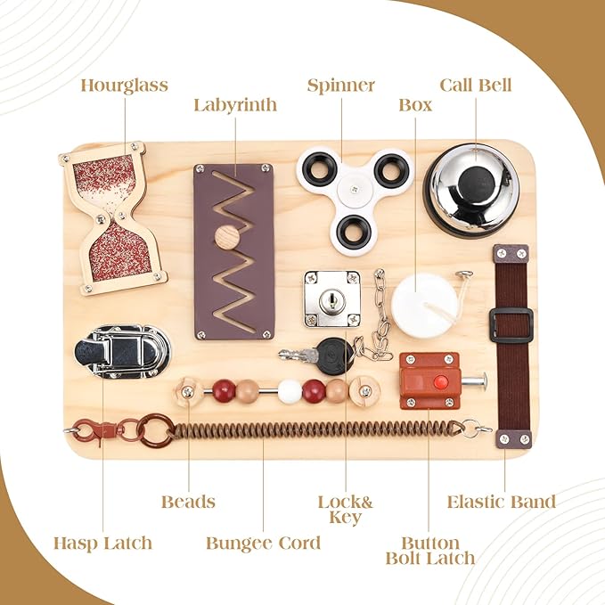 Fidget Busy Board for Adults with Dementia-Alzheimers Products for Elderly-Dementia Activities for Seniors-Memory Games for Autism Adult-Sensory ADHD Toys-Gift for Seniors Parents
