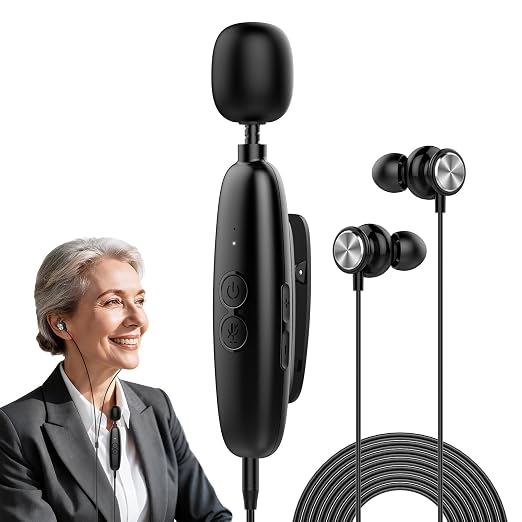 IceHeat Personal Sound Amplifier for Seniors – Affordable & Easy-to-Use, 50dB Gain, 7-Level Tone Control, Noise Cancelling, Rechargeable with Long Battery Life, Black
