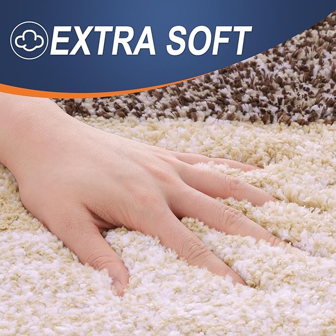 OLANLY Bathroom Rug Set 2 Piece, Soft Absorbent Microfiber Bath Rug Set, Non-Slip, Machine Wash Dry, Plush Shaggy Bath Mats for Bathroom (47"x20"+24"x16", Brown)