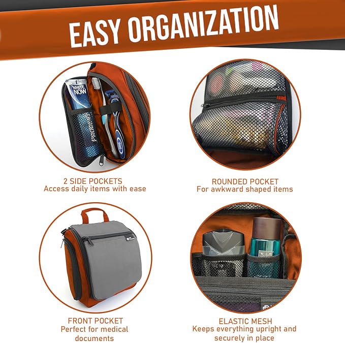 D&D Wanderlust D&D Hanging Travel Toiletry Bag for Men and Women – Cosmetics, Makeup and Toiletries Organizer Kit with 10 Compartments
