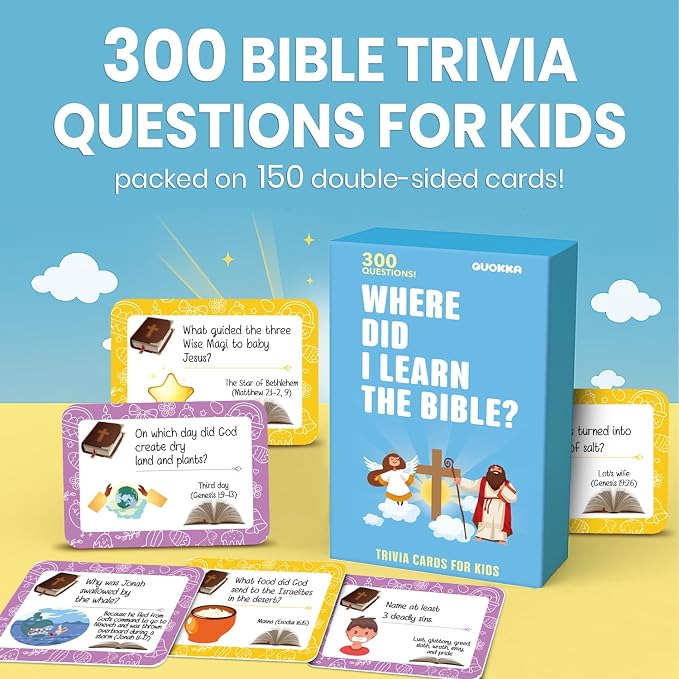 Quokka Trivia Game for Families - Fun Educational Trivia Cards | Bible Game with 300 Engaging Card Questions - Christian Kids Games for Sunday School and Homeschool to Learn About Scripture