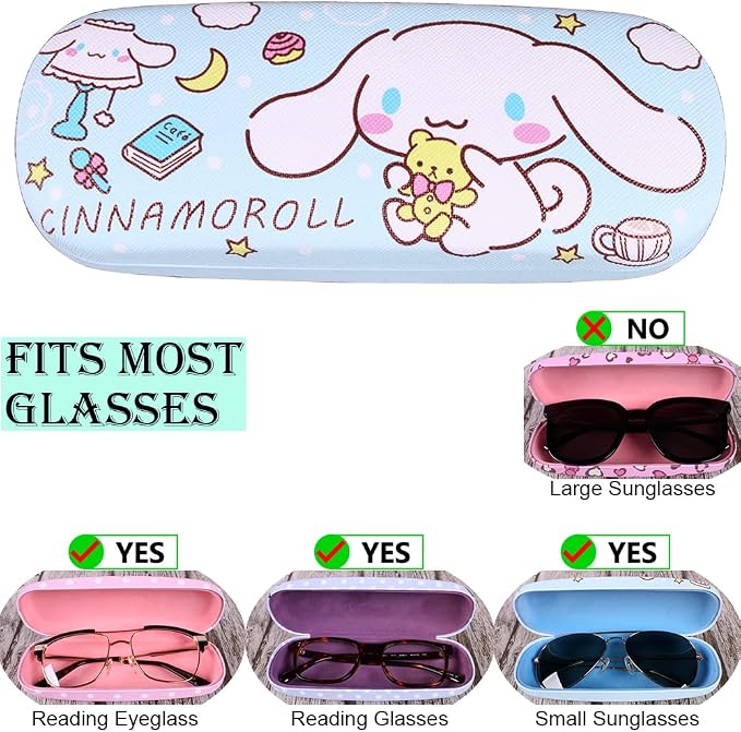 ADBGV Cute Stylish Hard Shell Eyeglasses Cases Protective Case Storage Box With Glasses Cloth Eyeglass Strap for Girl Teen