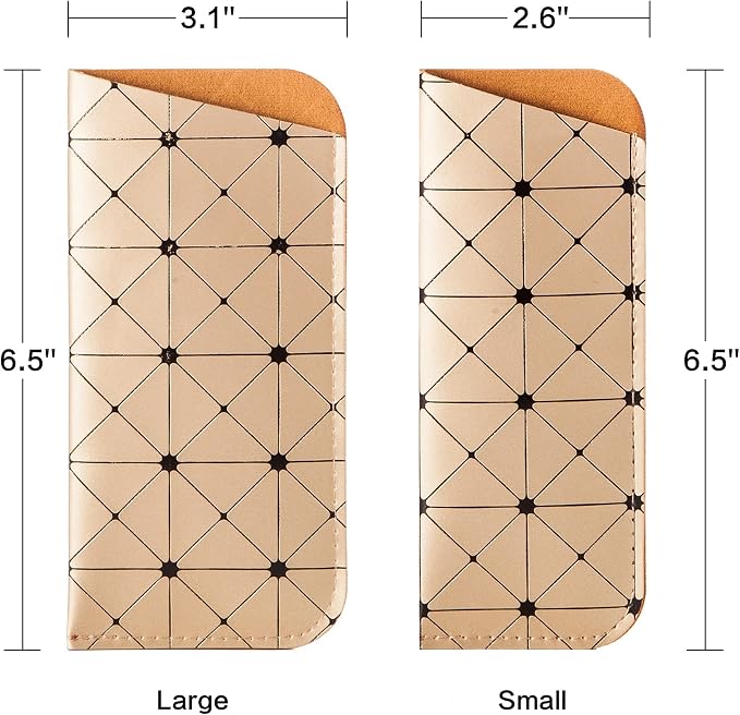 TRIUMPH VISION 3 Pack Reading Glasses Pouch Soft Case Eyeglass Sleeve Slim | Alternative to Bulky Case in bag, Lightweight Lined Padded Protect Optical lens Slip in, Cute Pattern Portable for Daily Use