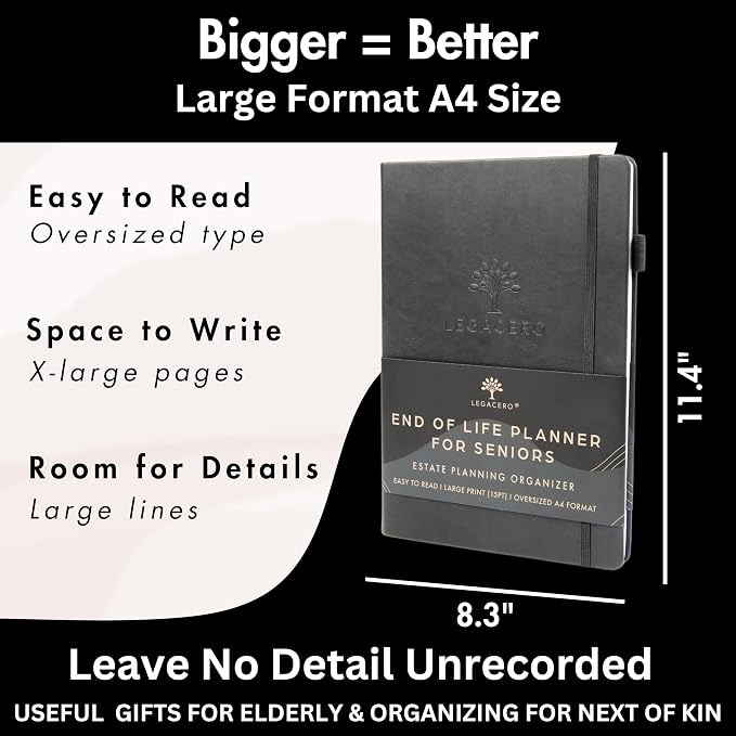 End of Life Planner for Seniors - Guided Estate Planning Organizer for Next of Kin. Large What To Do When I’m Gone Book and Important Document Organizer to Share with Your Executor (Black)