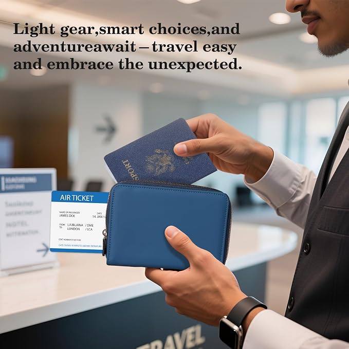 CoBak Passport Holder Cover with Safe Zipper Closure | Premium Passport Wallet for Travel, RFID Blocking Card Case, Waterproof Travel Accessories for Women