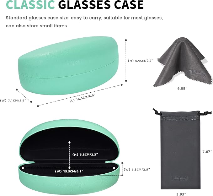 molshine Hard Shell Sunglasses Case,Classic Large Glasses Case for Sunglass,Eyeglasses with Cleaning Cloth,Pouch