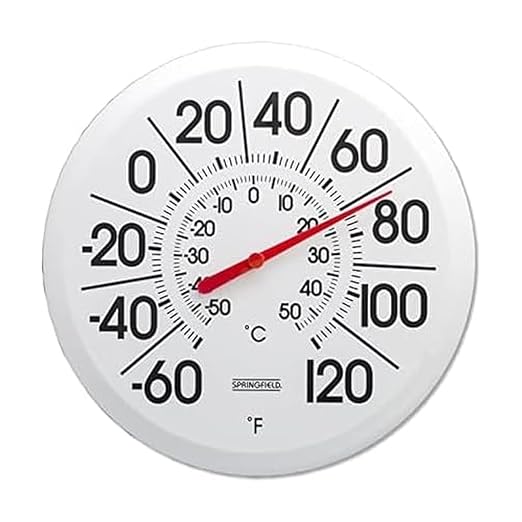 Springfield Indoor Outdoor Big and Bold Thermometer with Mounting Bracket, Easy to Read Numbers for Patio, Pool, and Indoor Areas, 13.25-Inch, White