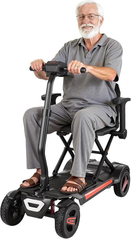 Mobility Scooter with Seniors & Adults, Electric Power Scooter, Dual Front Suspension Enhance Stability & Comfort, 4 Wheel Lightweight Foldable Design, Removable 24V 12Ah Long Range