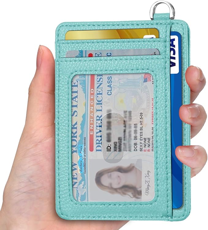 Slim Minimalist Front Pocket Wallet, RFID Blocking Credit Card Holder Wallet with Detachable D-Shackle for Men Women