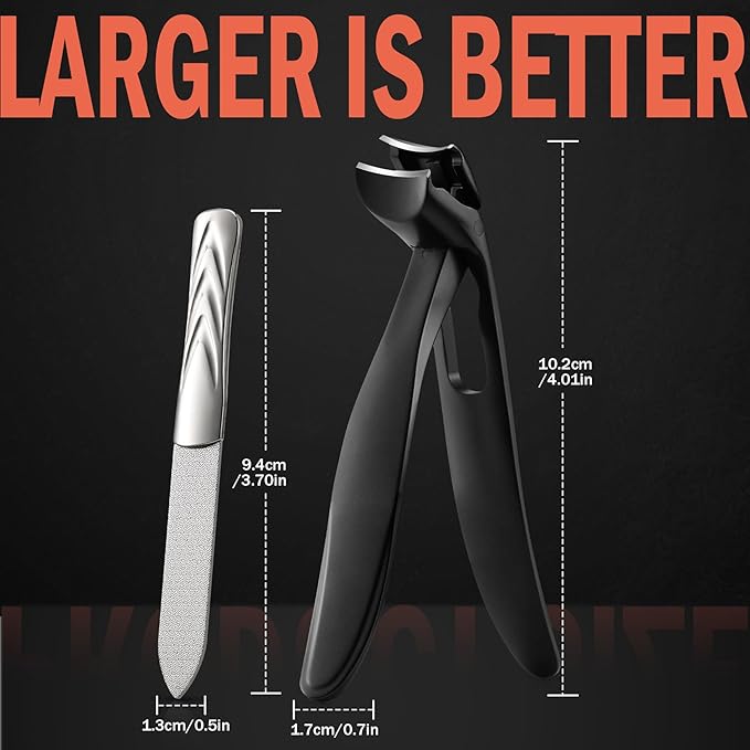 BEZOX Toenail Clipper for Thick Nails - Large Toe Nails Clipper for Seniors for Thick Toenails with Metal Nail File, Premium Nail Cutter Trimmer for Men and Women - Black