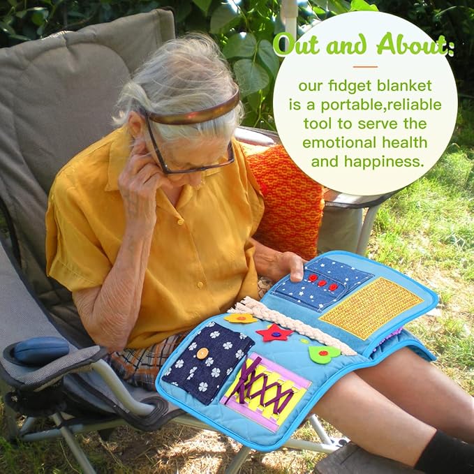 Fidget Blanket for Adults with Dementia, Alzheimers Dementia Activities Products for Elderly and Seniors,Sensory Fidget Toys Gift and Game for Alzheimer’s or Dementia.