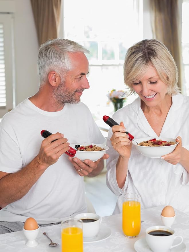 Adaptive Utensils Weighted Spoon Fork Set for Hand Tremors, Parkinson's & Arthritis | Non-Slip Grip Aid for Elderly, Disabled Adults, Weak Hand Support, Handicapped-Friendly, Travel-Ready Eating Utensils