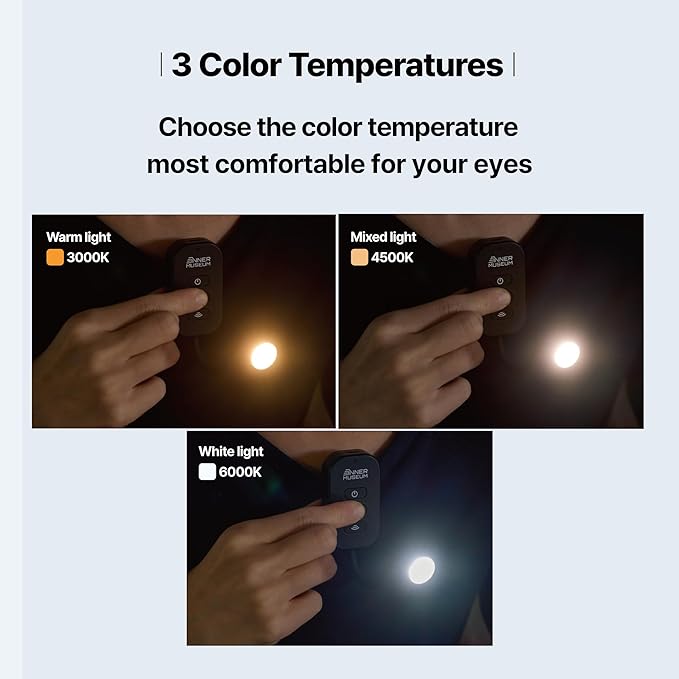 Clip-On Light for Clothes with Portable Case – Book Light, USB Rechargeable LED Lamp for Reading in Bed, Eye-Friendly 3 Color Modes, 3-Level Dimming