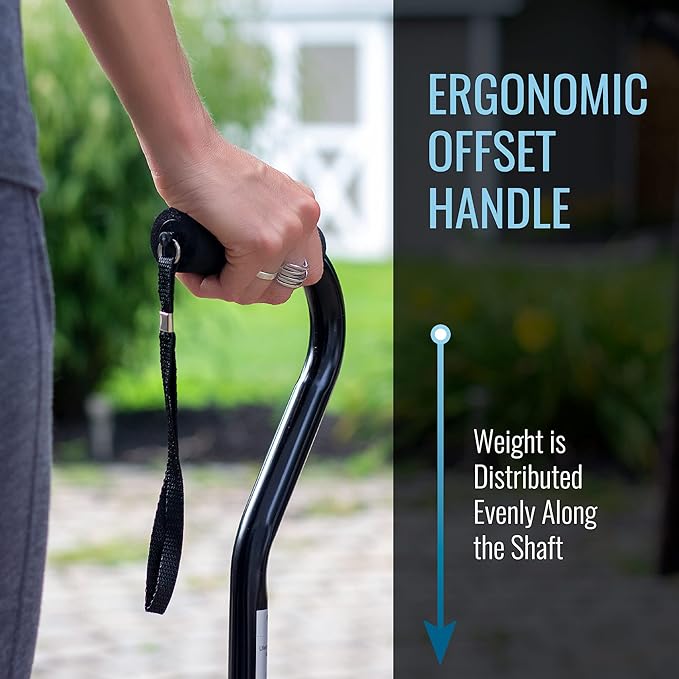 DMI Walking Cane for Adult Men and Women, FSA Eligible, Lightweight and Adjustable, Ergonomic Hand Grip and Wrist Strap