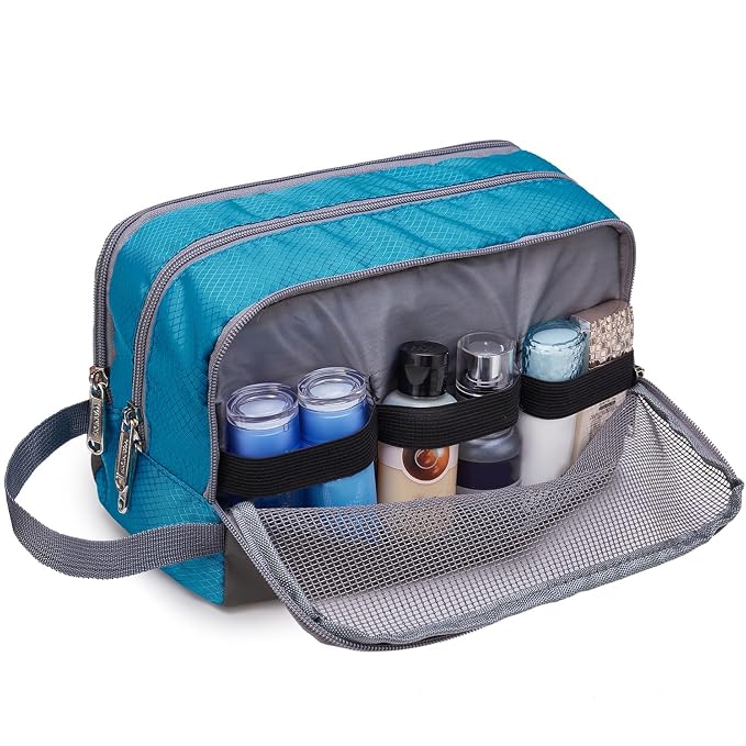 WANDF Travel Toiletry Bag for Men, Small Dopp Kit for Toiletries | Water-Resistant Fabric, Travel Bag for Toiletries, Compact Storage, Shaving Accessories, Weekend Trips