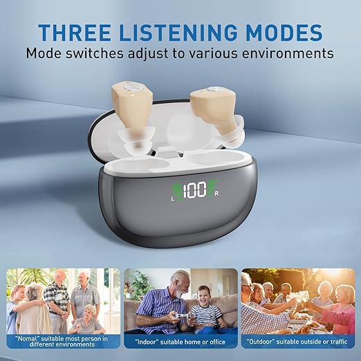 Scian Rechargeable Hearing Aids for Seniors - AI Noise Cancelling,35dB Amplification,16-Channel Digital Chip,Invisible Design,Fast Charging,Easy to Use for Mild to Moderate Hearing Loss Adult