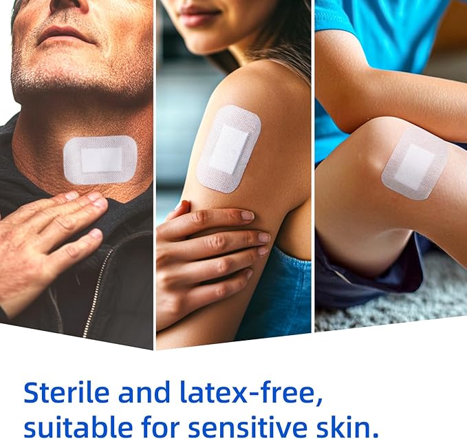 Niceful 50Pcs Adhesive Gauze Bandages 2"x3", Water-Resistant Wound Island Dressing, Sterile & Absorbent Medical Grade Dressing Pad First Aid Dressing Pads