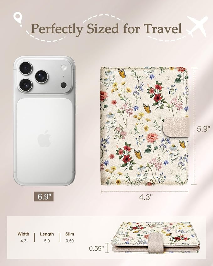 Slohif Airtag Passport Holder Cover Wallet Case for Travel Women - Leather RFID Blocking Passport Book Multiple Personalized Organizer Slim Portable Carrier Card Slots Protector Sleeve Stamp