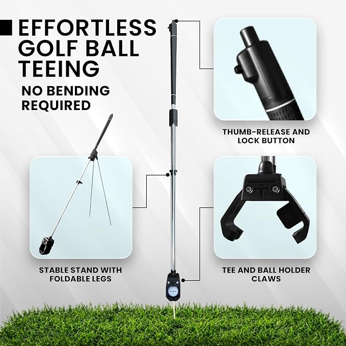 Premier Martini Tee Adaptive Golf Ball Teeing Device for All Golfers – Senior & Adaptive Golf Aid for Effortless Tee Placement and Improved Accessibility Golf Ball Retriever