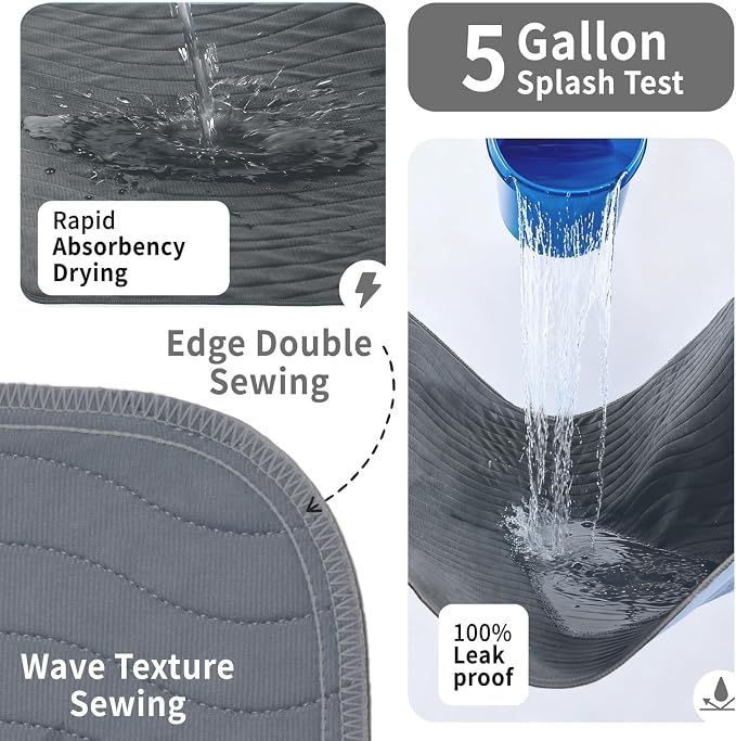 Accompagner Incontinence Bed Pads Washable Waterproof, Ultra-Absorbent Reusable Underpads for Diaper Changing, Nursing, Bedridden, Adults, Seniors, Kids and Dogs (Dark Gray, 36"x36"(Pack of 6))