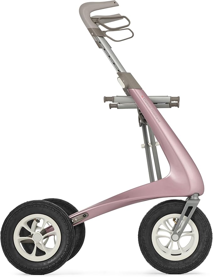 byACRE Carbon Overland/All Terrain Carbon rollator/Big Pneumatic Wheels/Lightweight at only 14.8 lbs/Foldable with seat