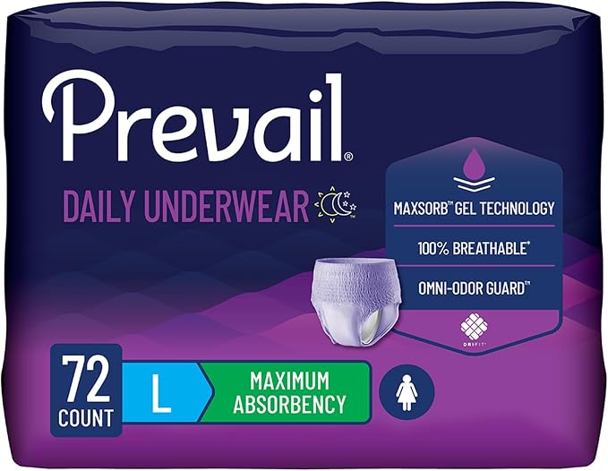 Prevail Proven | Large Pull-Up | Women's Incontinence Protective Underwear | Maximum Absorbency | 72 Count