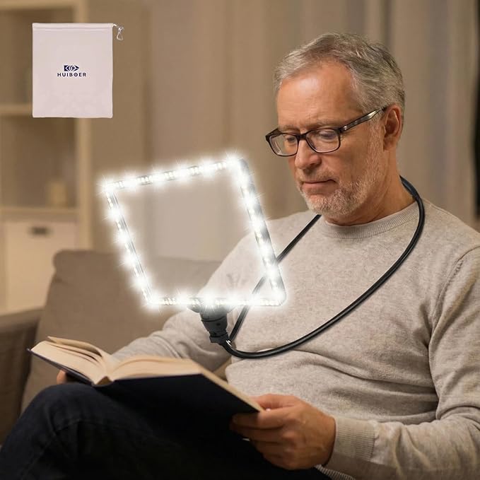 Large Magnifying Glass with Light Hands Free, Rechargeable Page Magnifier | 8" x 11" Page View • 106 LEDs • 6 Color Modes • Storage Bag • Ergonomically design • Flexible Gooseneck • for Seniors Read