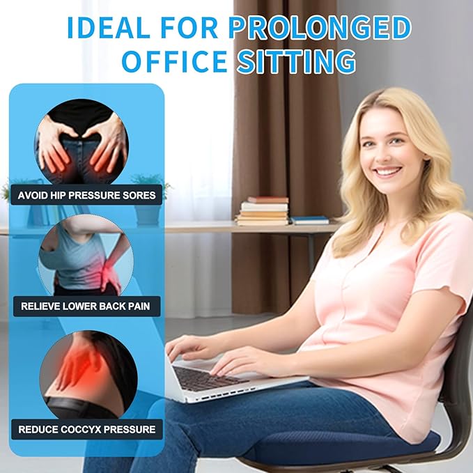 Gel Wheelchair Seat Cushion,Bed Sore Cushions for Butt,Pressure Sore Cushion for Office Chairs,Sciatica,Coccyx,Pain Relief Butt Pillow,Washable Cover.(Plush-Fabric&Support-Enhanced Set Black)