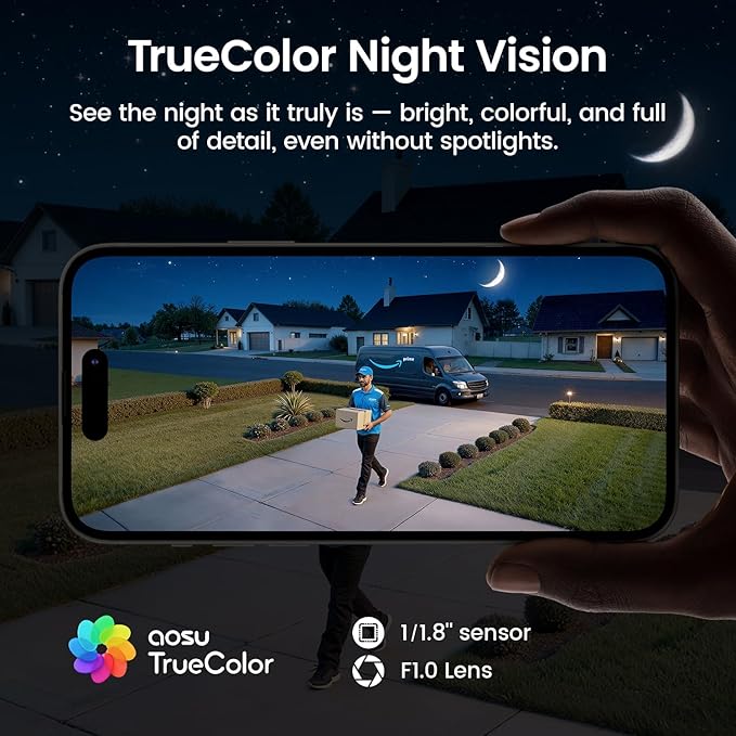aosu T2 Ultra 4K Solar Security Camera Wireless Outdoor, Smart Home Security Camera with TrueColor Night Vision, AI Recognition & Motion Tracking, 360°Pan&Tilt, aosuCortex Compatible, 1 Pack