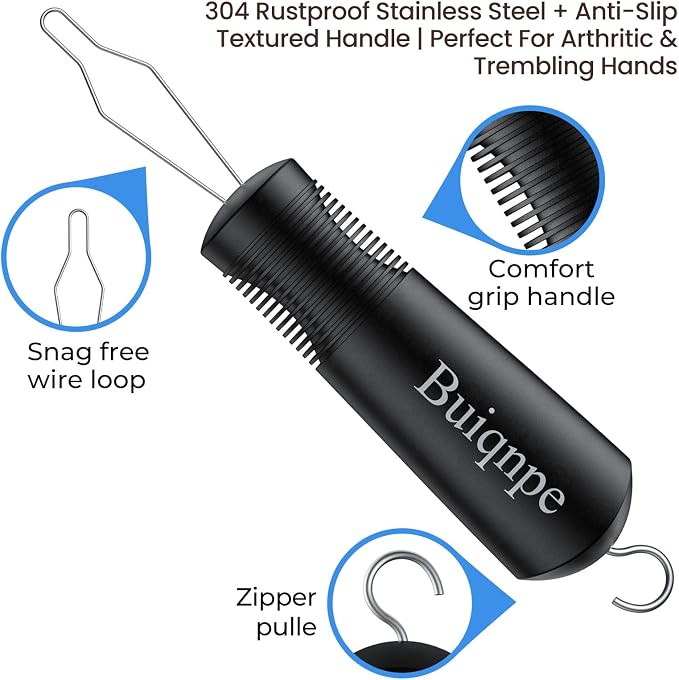 2-in-1 Button Hook & Zipper Pull Dressing Aid for Arthritis Seniors