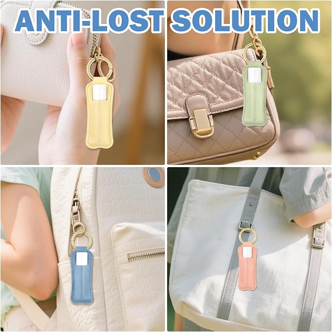 LUCKINEE Lip Balm Holder Keychain for Chapstick Holder Key Chain | Featured with Spring O Ring, Bag Charm Keychain, Great Linking to Purse and Belt Loops, Stocking Stuffers Gift for Women