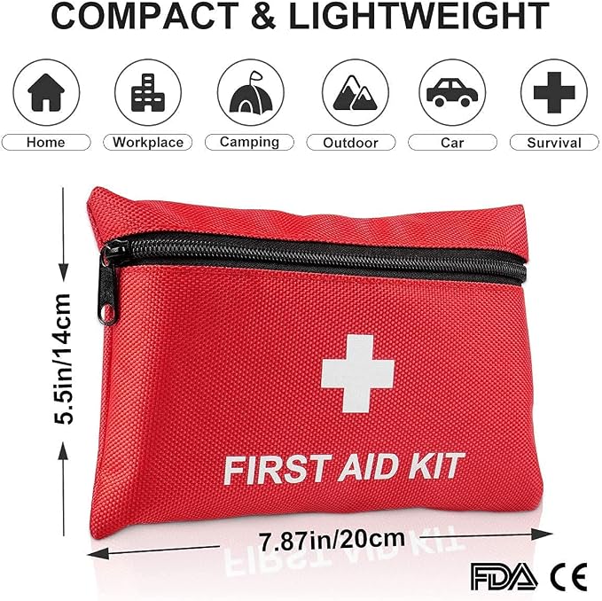 100-Piece First Aid Kit - Compact Portable Emergency Medical Supplies for Camping, Hiking, Travel, Car, Home & Office | Survival Gear for Outdoor Backpack, Vehicle, Dorm, Emergency Prep