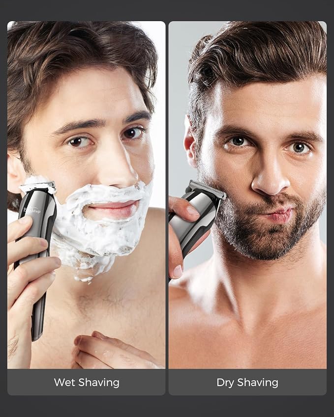 Brightup Beard Trimmer for Men - Electric Razor & Shaver | 17-in-1 Mens Grooming Kit, IPX7 Waterproof, Shaving Kit for Face, Mustache, Body, Ear, Nose Hair Trimmer, Gifts for Men