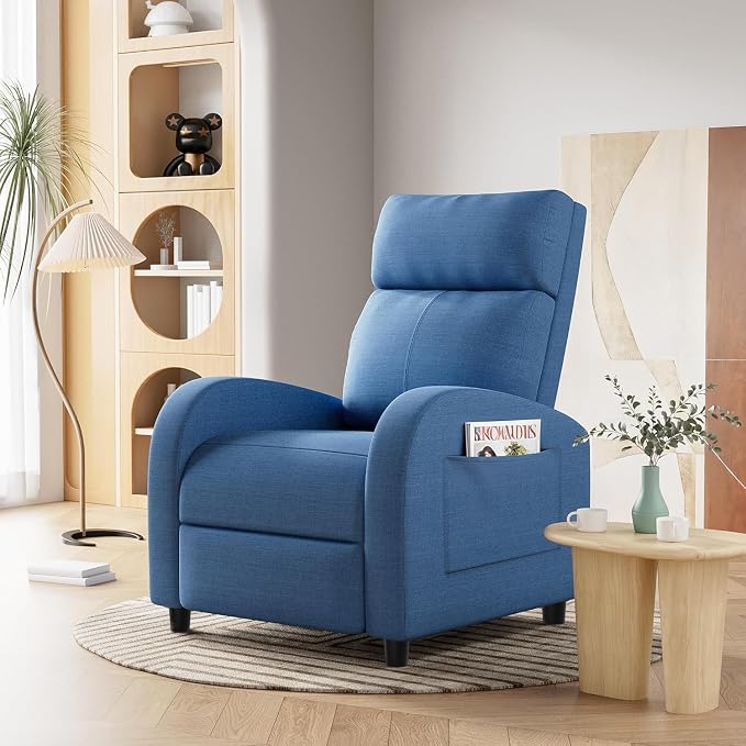 Homall Recliner Chair, Recliner Sofa Fabric for Adults Dark Blue Recliners | Massage Home Theater Seating with Lumbar Support, Reclining Sofa Chair for Living Room
