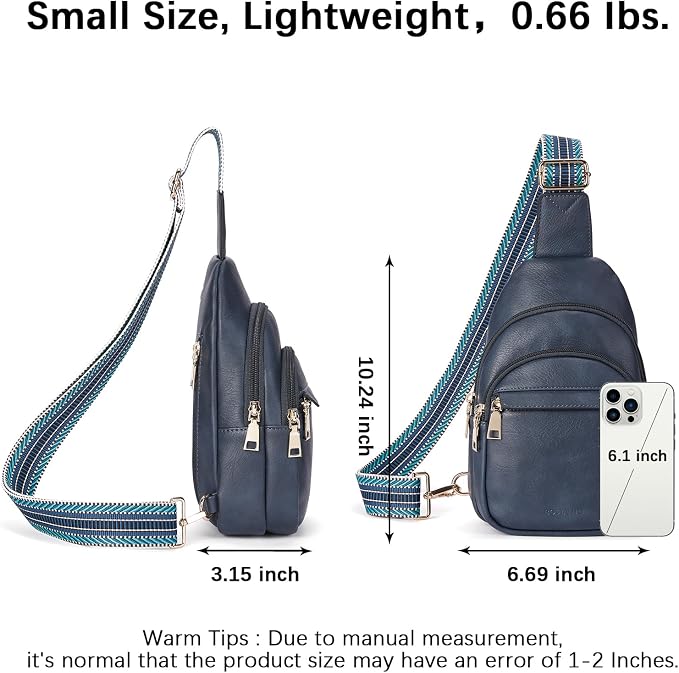 BOSTANTEN Sling Bag for Women Leather Crossbody Bags Fanny Pack Chest Bag for Travel | Adjustable Wide Strap, Small, Anti Theft, Lightweight, Multi Pockets and Carrying Way, Card Slot, Cute Trendy for Everyday