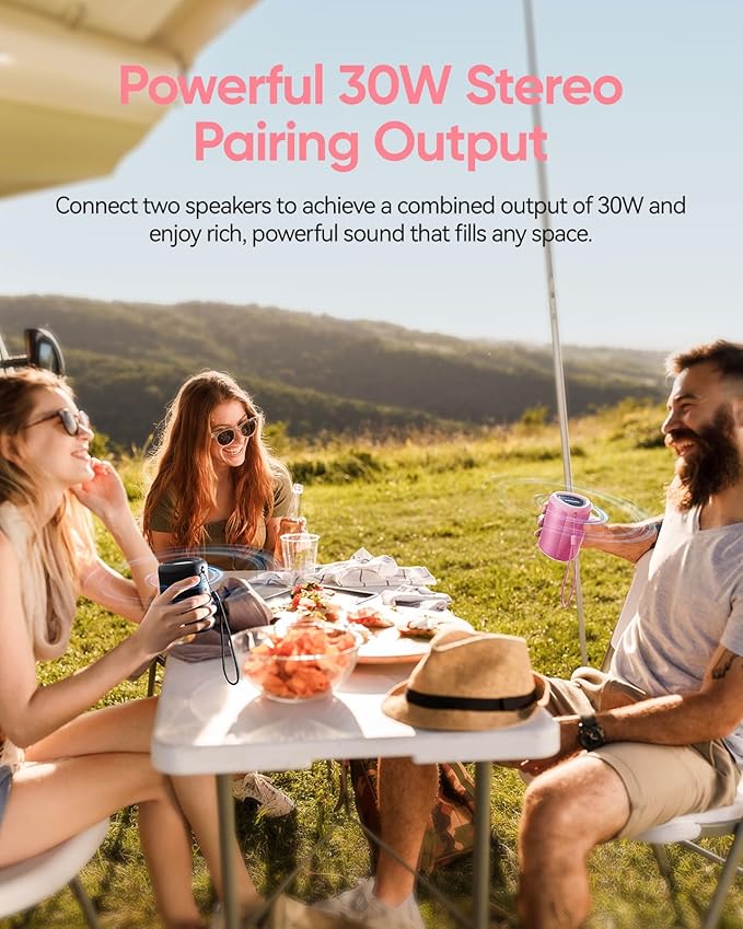 Portable Bluetooth Speaker Valentines Gifts For Him: Powerful Crystal Clear Sound/Romantic Light/IPX5 Waterproof/All Day Playtime/BT 5.3/TWS Paring,Small Wireless Speaker for Outdoor|Travel|Date Night