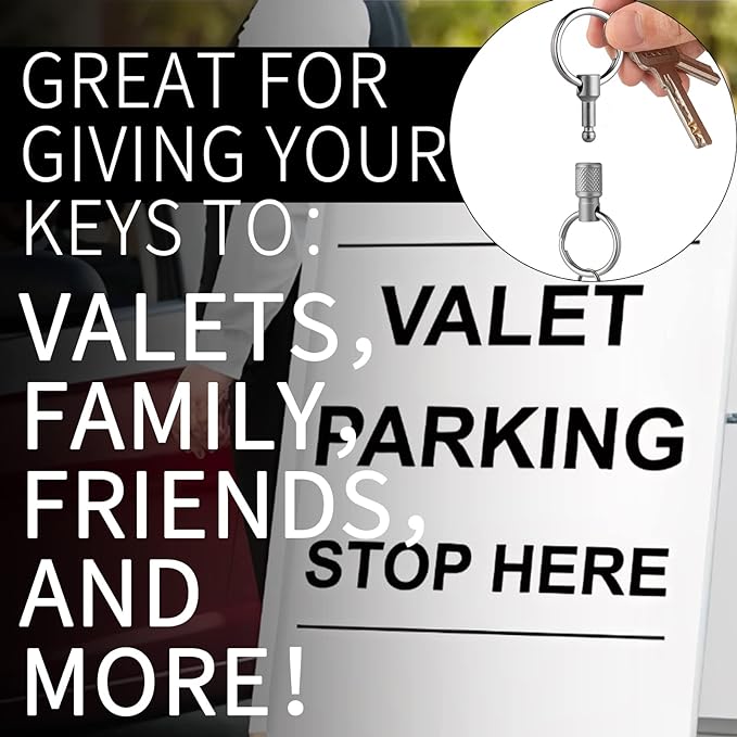 FEGVE Titanium Quick Release Keychain, Detachable Pull Apart Key Chain | Easy Access, Tangle-Free 360° Swivel, Rustproof and Durable, for Valet Car Home Key Storage
