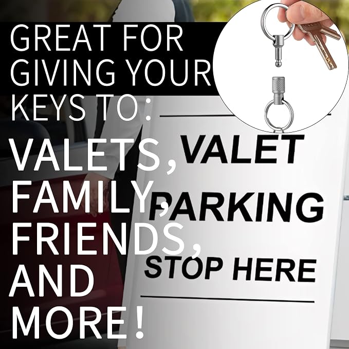 FEGVE Titanium Quick Release Keychain, Detachable Pull Apart Key Chain | Easy Access, Tangle-Free 360° Swivel, Rustproof and Durable, for Valet Car Home Key Storage