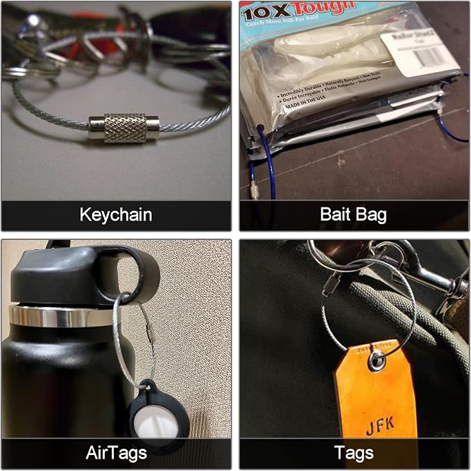 100 Pack Wire Key Ring Large Cable Key Chain Rings 6" Metal Keychain Keyring Loop Bulk for Outdoor Luggage Tags(THICK: 2MM)
