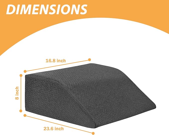 Bedluxe Leg Pillow Elevation, Leg Wedge for Blood Circulation, Leg Elevating Pillow for After Surgery, Memory Foam Foot Knee Pillow for Sleeping 23.6×16.8×8 Inch Black