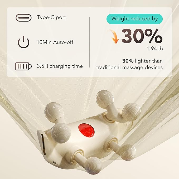 SKG FSA Eligible Cordless Neck Massager for Pain Relief Deep Tissue, Shiatsu Shoulder Massager with Heat, Massage Tools for Trapezius, Lymphatic Drainage, Relaxation Therapy, HSA Items