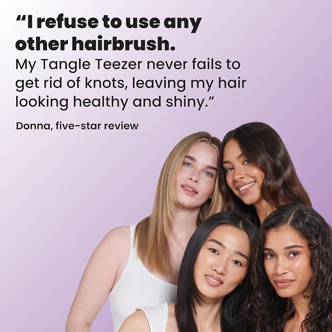 Tangle Teezer Ultimate Detangler Brush, Straight to Wavy, Fresh Purple | Patented two-tier, regular-flex teeth reduce breakage & split ends on wet or dry hair; Shower-friendly hairbrush for all ages