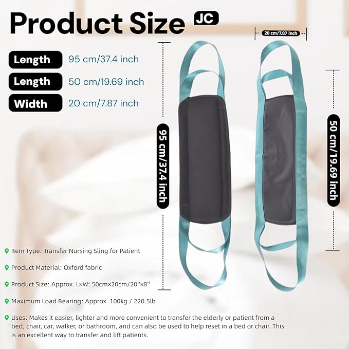 Patient Transfer Sling,Lift Assist Gait Belt, Patient Lift Sling Mobility Aid,Transfer Belt for Disabled, Elderly,Patients（Black）