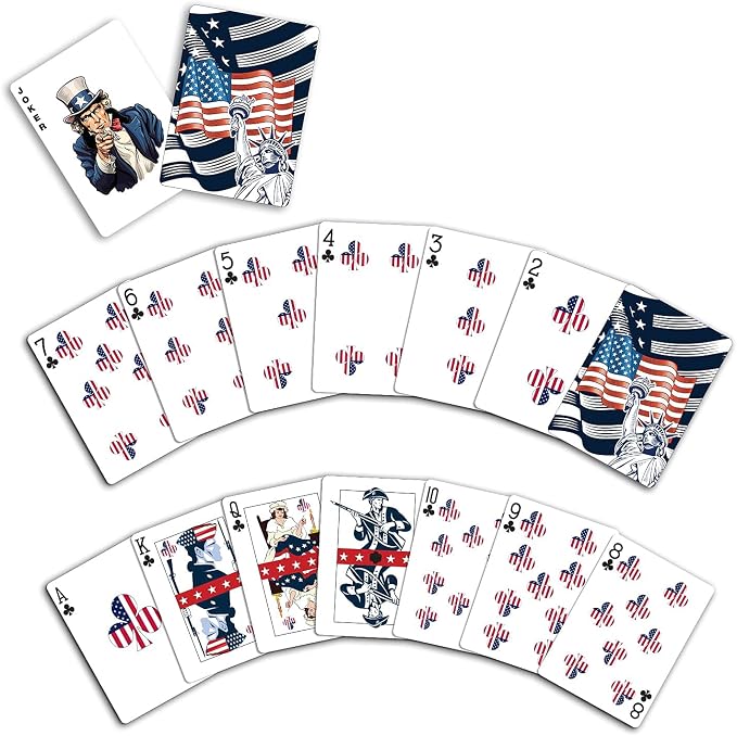 Military Gift Shop Blue American Flag Playing Cards - Patriotic Graphics - Premium Quality - Veteran Gifts for Men or Women | Flag Playing Cards Blue
