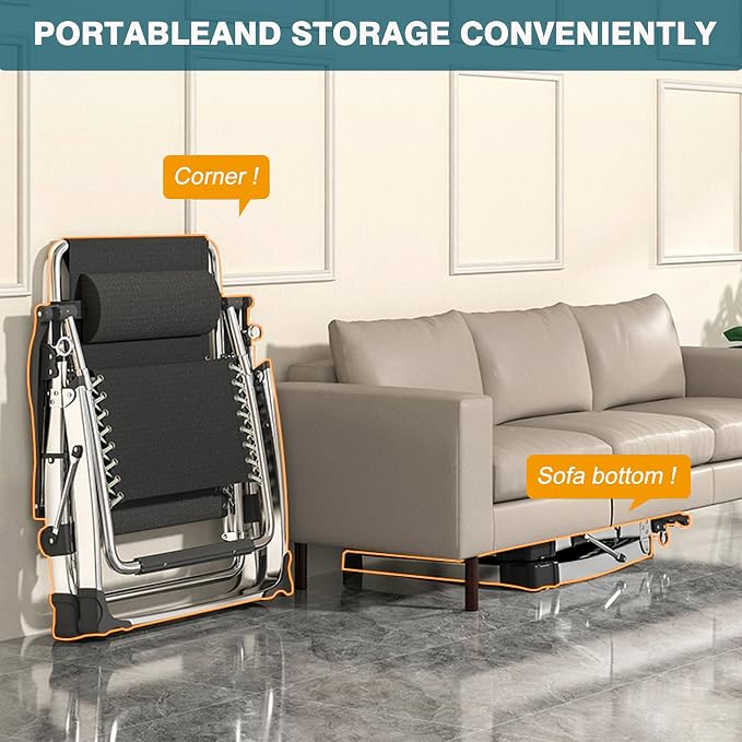 Comfy Folding Recliner Chair -Bedroom Living Room Chairs | Patio Lounge Chair with Removable Cushion for Indoor Outdoor