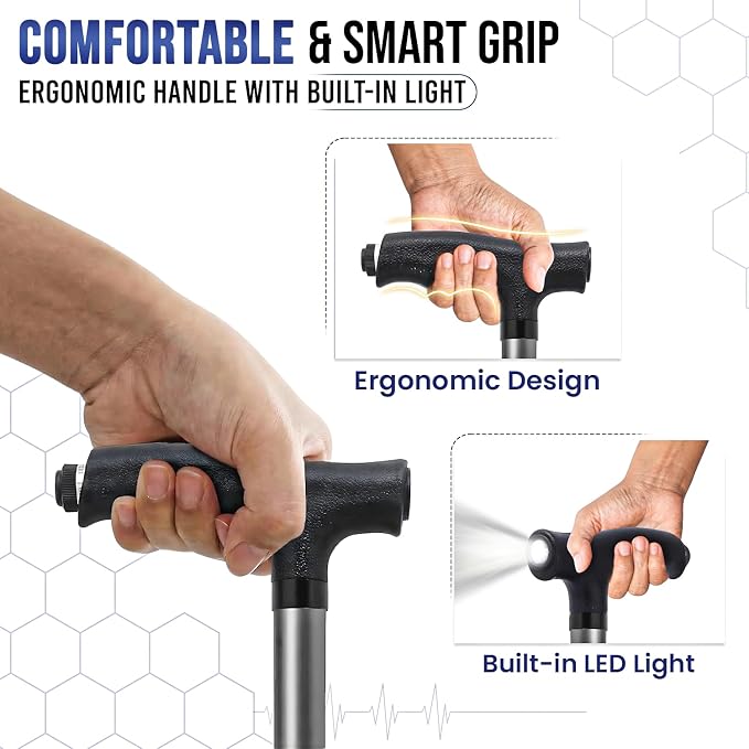 Cane with Seat Folding, Adjustable Walking Cane Chair, Portable Anti-Slip Walking Stick Seat for Seniors, Lightweight Cane Stool for Elderly Men and Women, Folding Cane Supports Up to 396lb